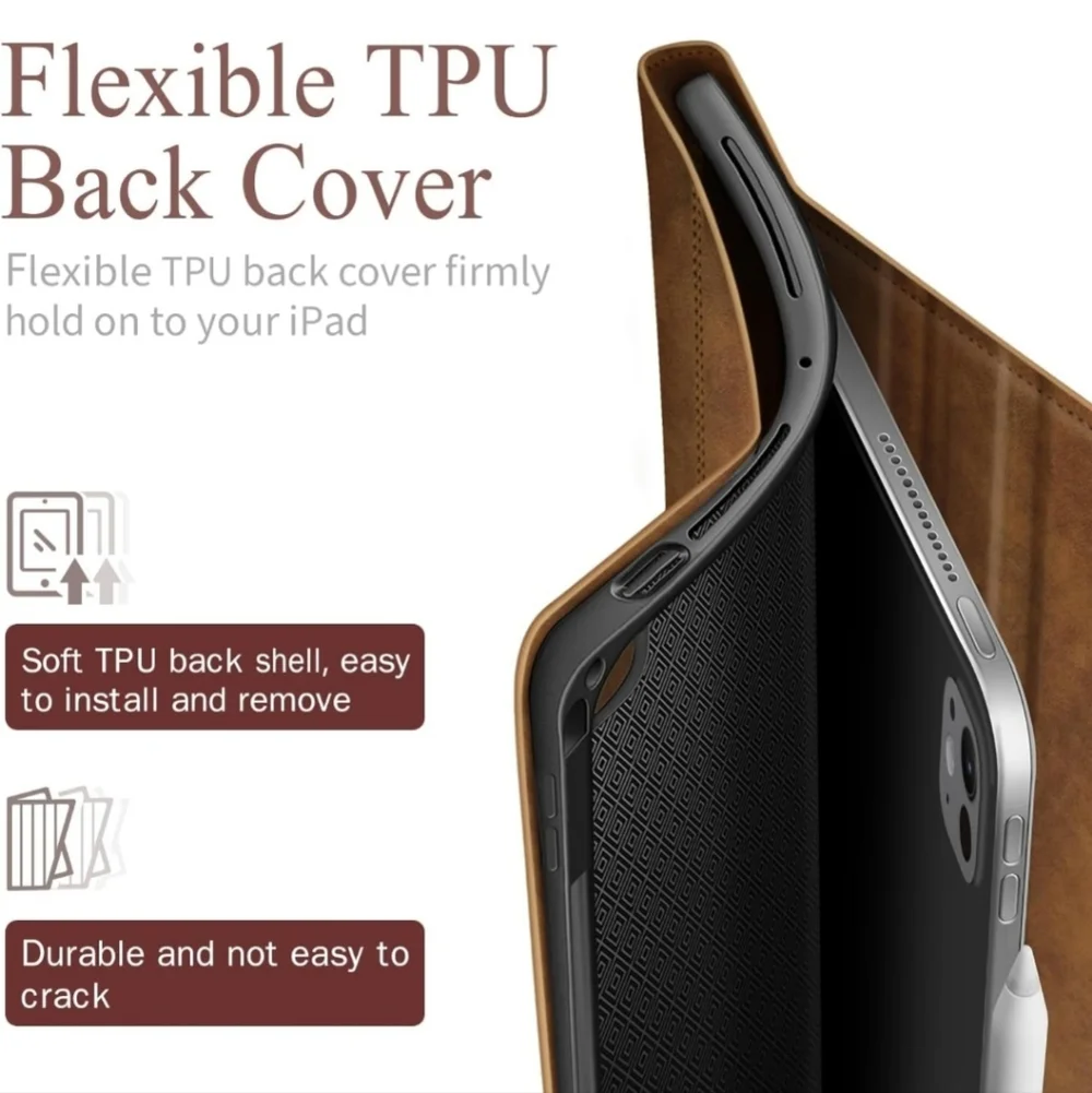 iPad Pro 11 Inch Case 2024 M4, Premium Vegan Leather
